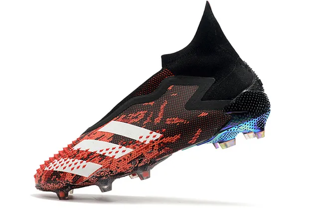 Adidas Chaussures de football rouge noir coupe haute ajustement chaussette imprimé camouflage sol ferme 4