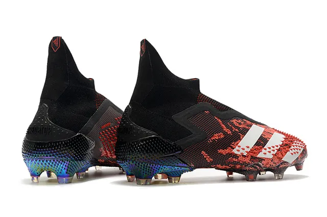 Adidas Chaussures de football rouge noir coupe haute ajustement chaussette imprimé camouflage sol ferme 7