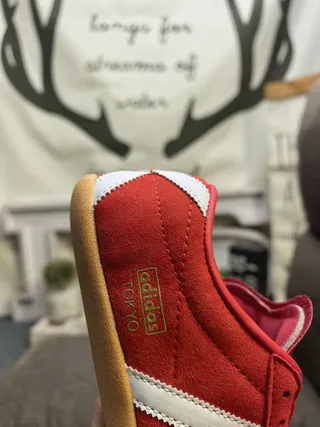 Adidas Red White Suede Upper Three-Stripe Side Panel Lifestyle Sneakers 3