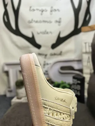 Adidas Samba Beige Perforated Upper Lace-Up Mule Silhouette Casual Shoes 3