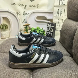 Adidas Samba Black and White Leather Lifestyle Sneakers