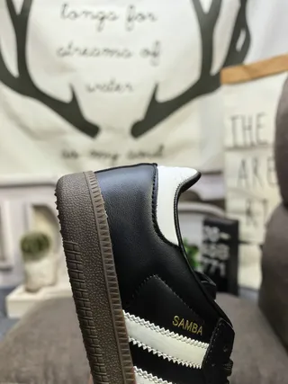 Adidas Samba Black and White Leather Lifestyle Sneakers 3
