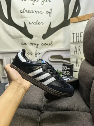 Adidas Samba Black and White Leather Lifestyle Sneakers 5