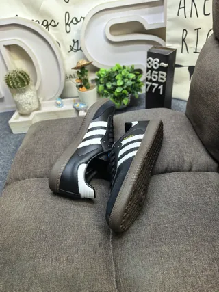 Adidas Samba Black and White Leather Lifestyle Sneakers 6