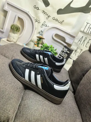 Adidas Samba Black and White Leather Lifestyle Sneakers 7