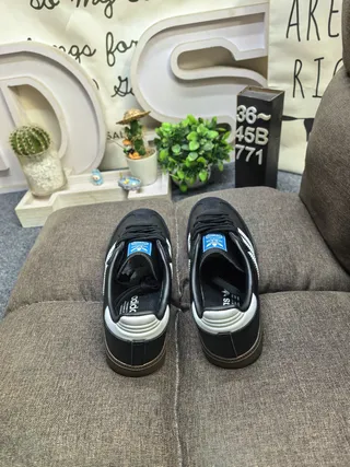 Adidas Samba Black and White Leather Lifestyle Sneakers 8