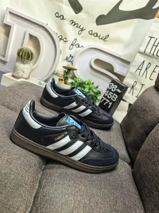 Adidas Samba Black and White Leather Lifestyle Sneakers 9
