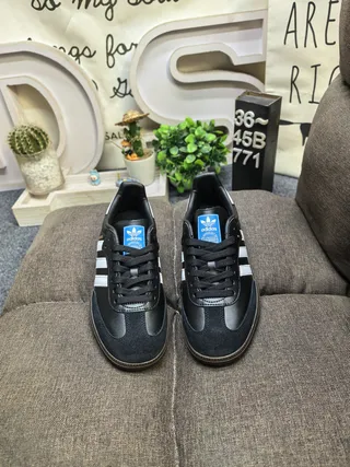 Adidas Samba Black and White Leather Lifestyle Sneakers 10