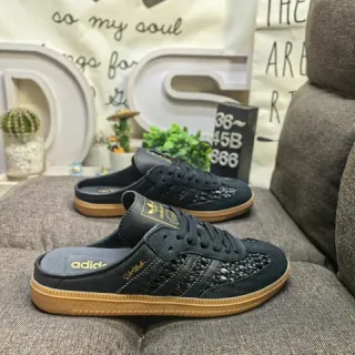 Adidas Samba Black Woven-Mesh Gum Sole Lifestyle Sneakers