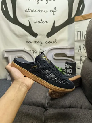 Adidas Samba Black Woven-Mesh Gum Sole Lifestyle Sneakers 5