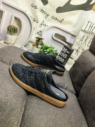Adidas Samba Black Woven-Mesh Gum Sole Lifestyle Sneakers 7