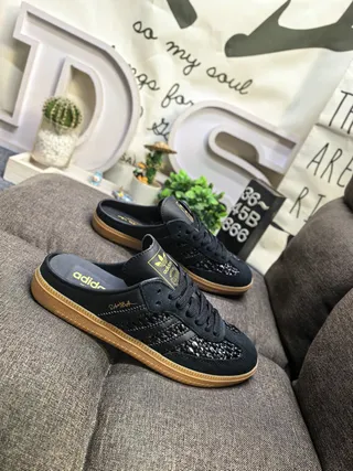 Adidas Samba Black Woven-Mesh Gum Sole Lifestyle Sneakers 9