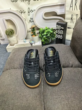 Adidas Samba Black Woven-Mesh Gum Sole Lifestyle Sneakers 10