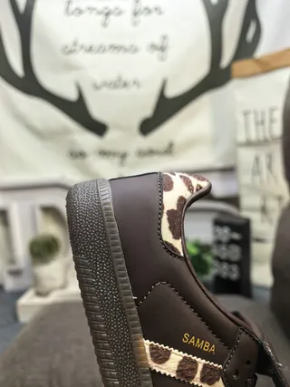 Adidas Samba Brown Leopard-Print Lifestyle Sneakers 3