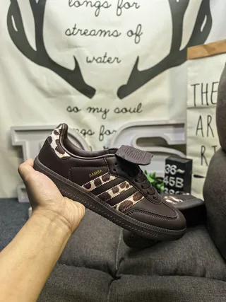 Adidas Samba Brown Leopard-Print Lifestyle Sneakers 5