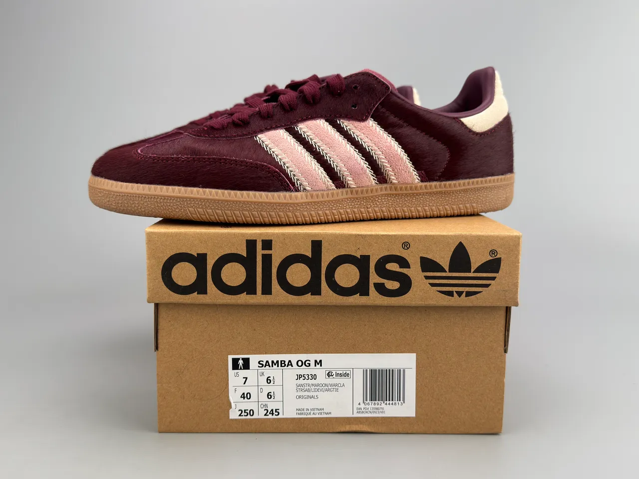 Adidas Samba Burgundy Pink Striped Lifestyle Sneakers 2
