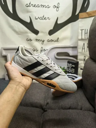 Adidas Samba Gray Black Quilted Upper Three Stripes Lifestyle Sneakers 5