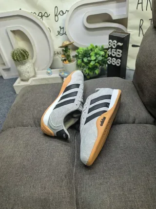 Adidas Samba Gray Black Quilted Upper Three Stripes Lifestyle Sneakers 6