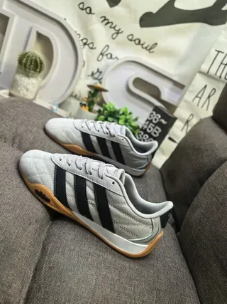 Adidas Samba Gray Black Quilted Upper Three Stripes Lifestyle Sneakers 7