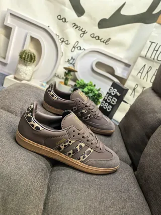 Adidas Samba Leopard-Print Brown Lifestyle Sneakers 9