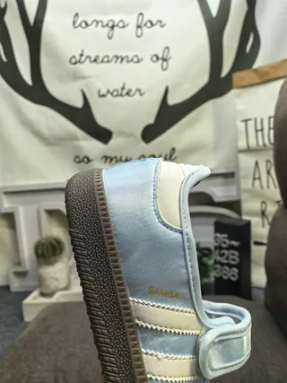 Adidas Samba Light Blue Suede Laceless Lifestyle Sneakers 3