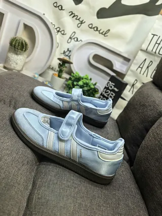 Adidas Samba Light Blue Suede Laceless Lifestyle Sneakers 7