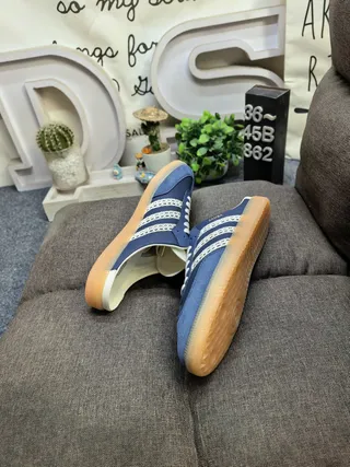 Adidas Samba Navy Perforated Three Stripes Slip-On Casual Shoes 6