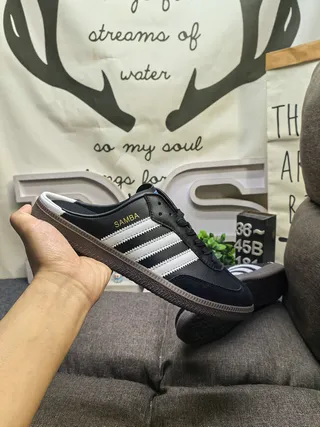 Adidas Samba Open-Back Mule Black White Gum Casual Shoes 5