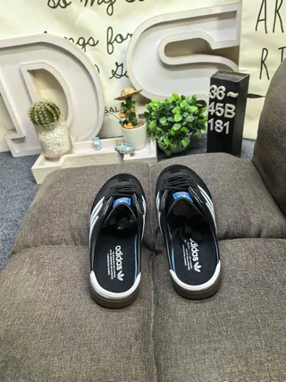 Adidas Samba Open-Back Mule Black White Gum Casual Shoes 8