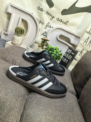 Adidas Samba Open-Back Mule Black White Gum Casual Shoes 9