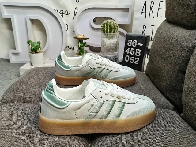 Adidas Samba White and Mint Green Lifestyle Sneakers 2