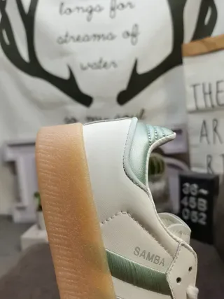 Adidas Samba White and Mint Green Lifestyle Sneakers 4