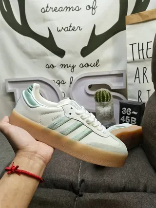 Adidas Samba White and Mint Green Lifestyle Sneakers 6