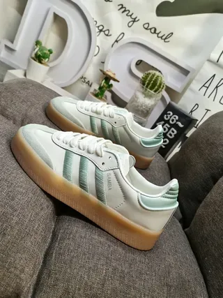 Adidas Samba White and Mint Green Lifestyle Sneakers 8