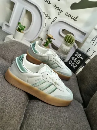 Adidas Samba White and Mint Green Lifestyle Sneakers 10