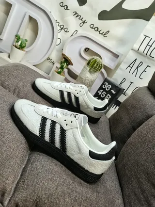 Adidas Samba White and Silver Glitter Lifestyle Sneakers 7