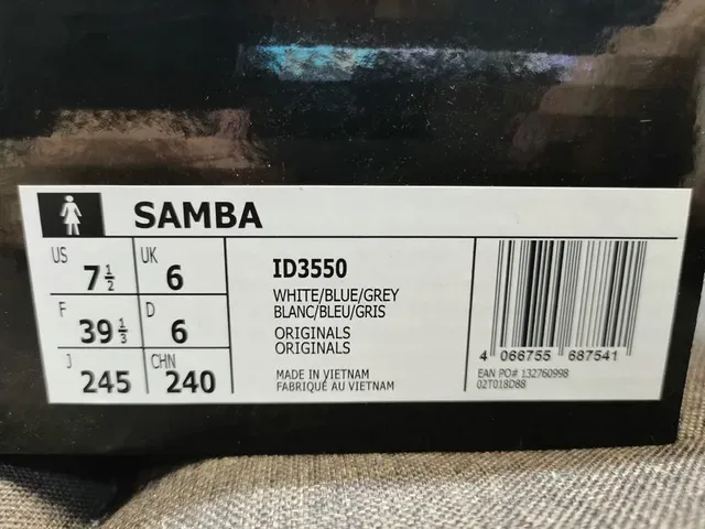 Adidas Samba White Blue Low-Top Three-Stripe Side Panel Sneakers 2