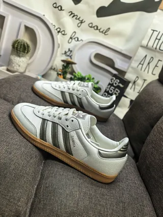 Adidas Samba White Gray Low-Top Leather Upper Lifestyle Sneakers 7