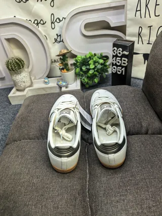 Adidas Samba White Gray Low-Top Leather Upper Lifestyle Sneakers 8