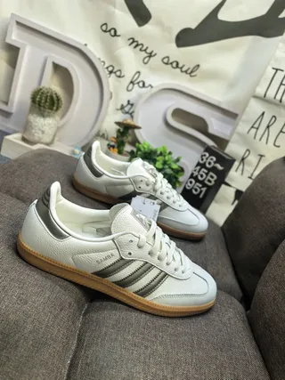 Adidas Samba White Gray Low-Top Leather Upper Lifestyle Sneakers 9