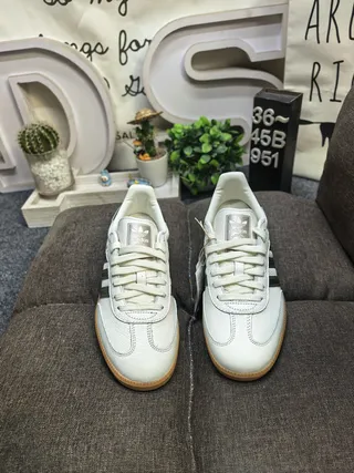 Adidas Samba White Gray Low-Top Leather Upper Lifestyle Sneakers 10