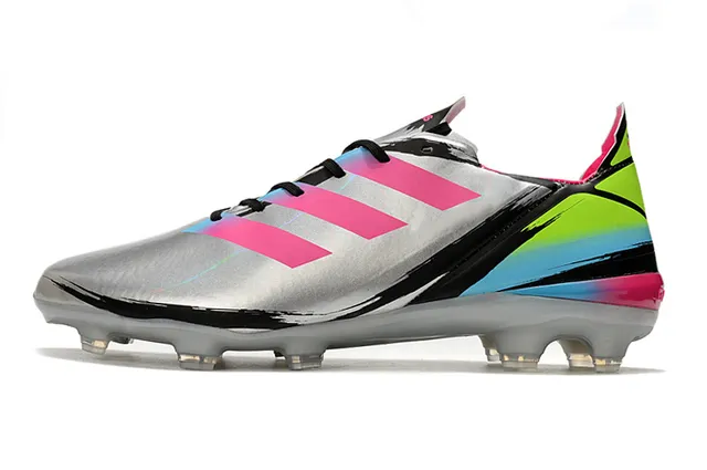 Adidas Argent multicolore métallique synthétique supérieure graphiques de coup de pinceau vibrants sol ferme chaussures de football 21