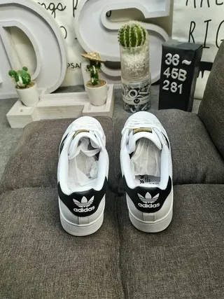 Adidas Superstar All-Black Gold Accents Lifestyle Sneakers 18