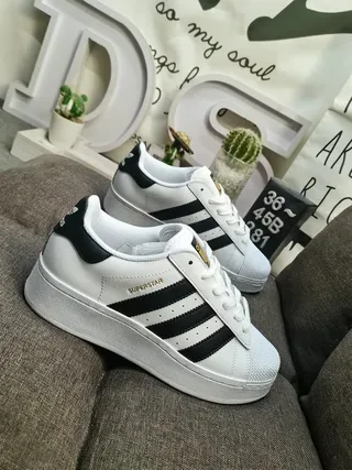 Adidas Superstar All-Black Gold Accents Lifestyle Sneakers 19