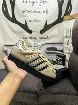 Adidas Superstar Beige Black Shell-Toe Three Stripes Lifestyle Sneakers 5