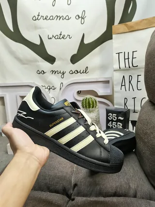 Adidas Superstar Black and Off-White Lifestyle Sneakers 5