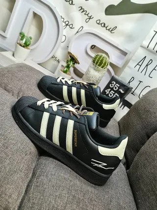 Adidas Superstar Black and Off-White Lifestyle Sneakers 7