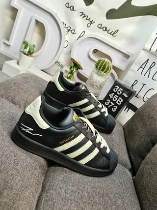 Adidas Superstar Black and Off-White Lifestyle Sneakers 9