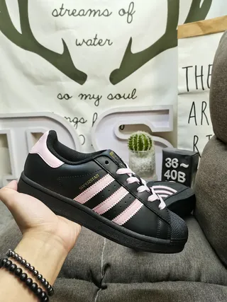 Adidas Superstar Black and Pink Lifestyle Sneakers 5