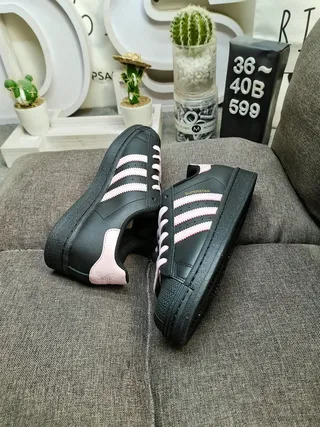 Adidas Superstar Black and Pink Lifestyle Sneakers 6